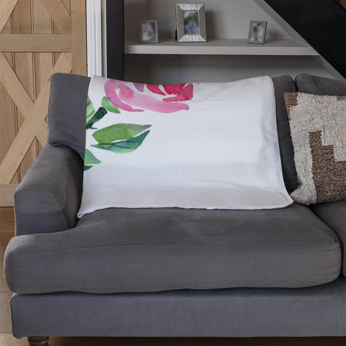 Rose Print Blanket - Pink – image 4