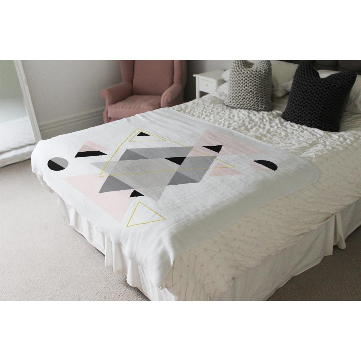 Pink Grey Geometric Triangles Blanket - Pink – image 4
