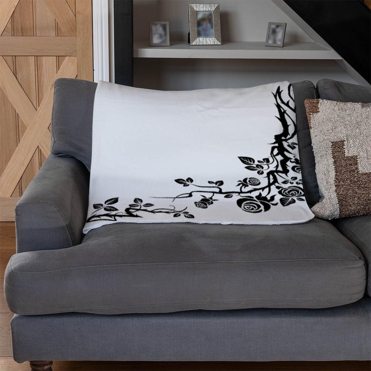 Rose  Vine Silhouette Blanket - Black – image 3
