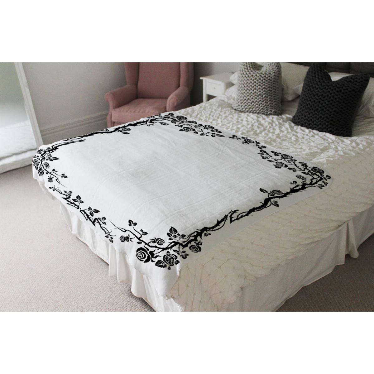 Rose  Vine Silhouette Blanket - Black – image 4