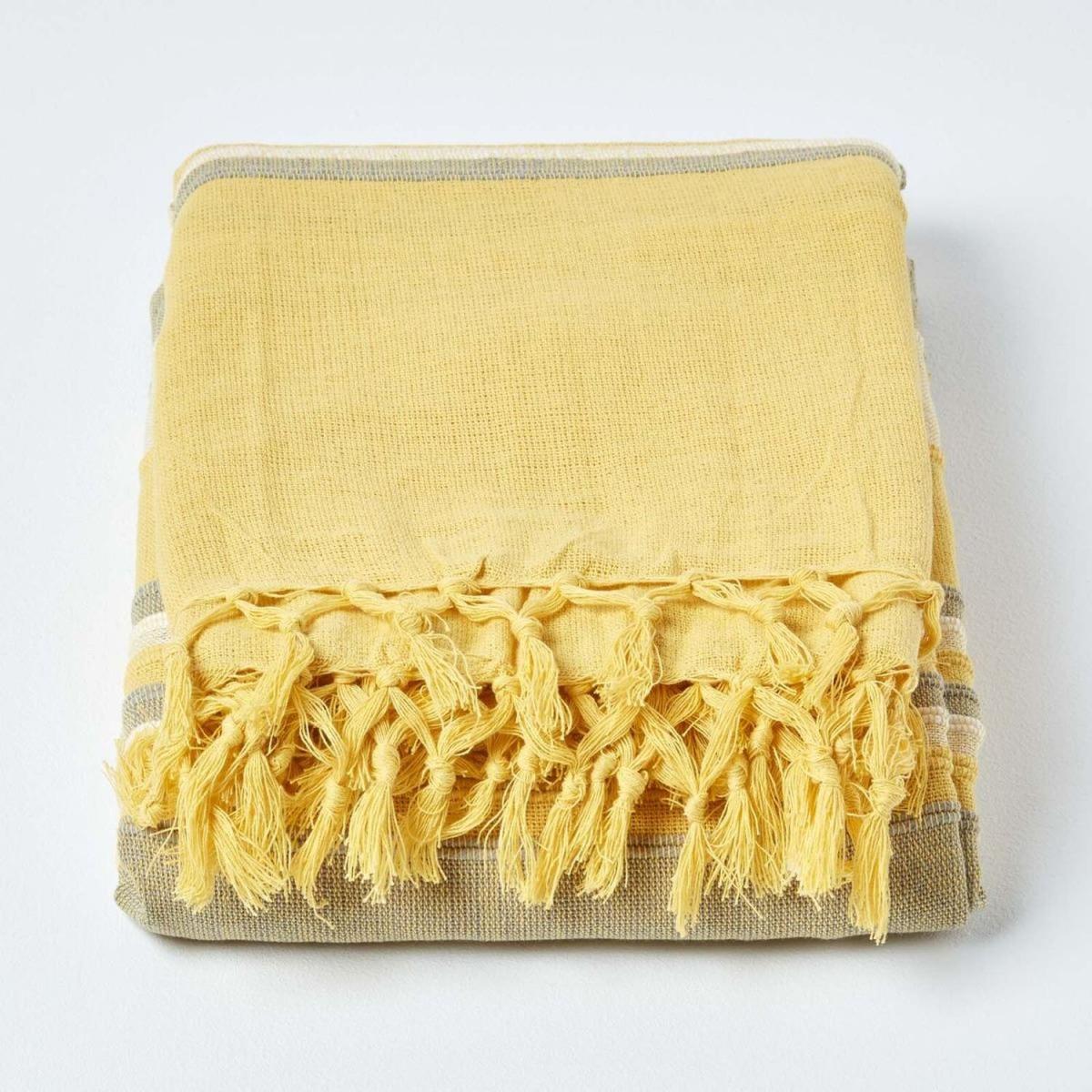 Cotton Morocco Striped Yellow Throw - Yellow / 200cm – image 2