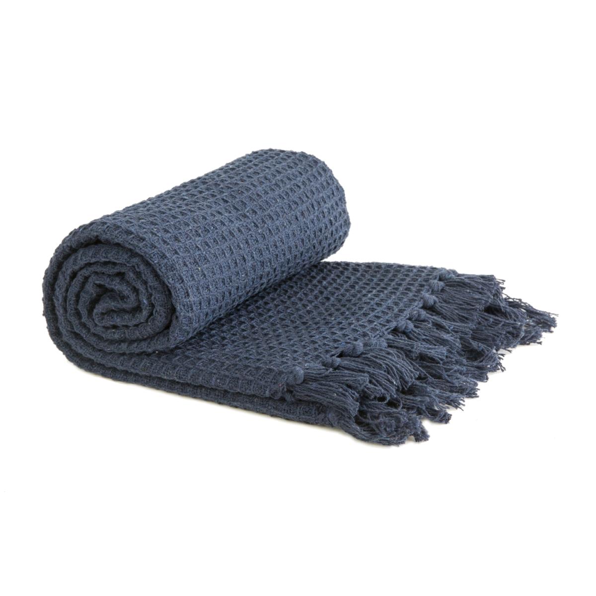Honeycomb Throw - Navy / 228cm