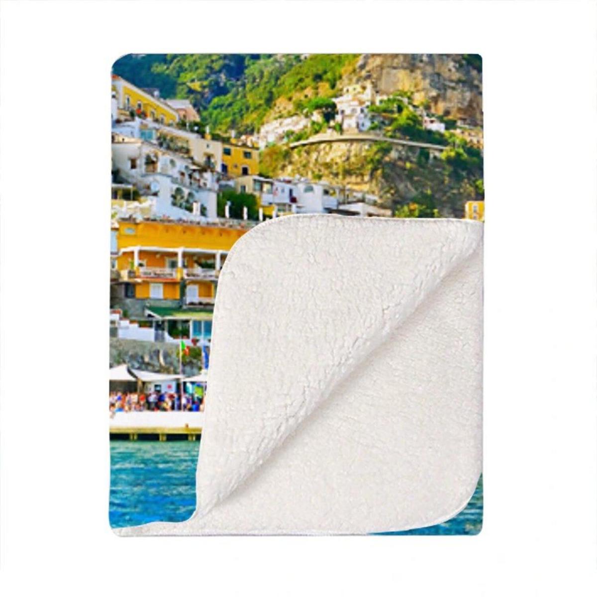 Summer In Postiano, Amalfi Coast, Italy Blanket - Blue – image 2