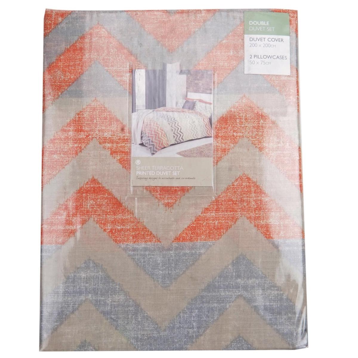 Sheer Terracotta Printed Duvet Cover and Pillowcase Set – image 2