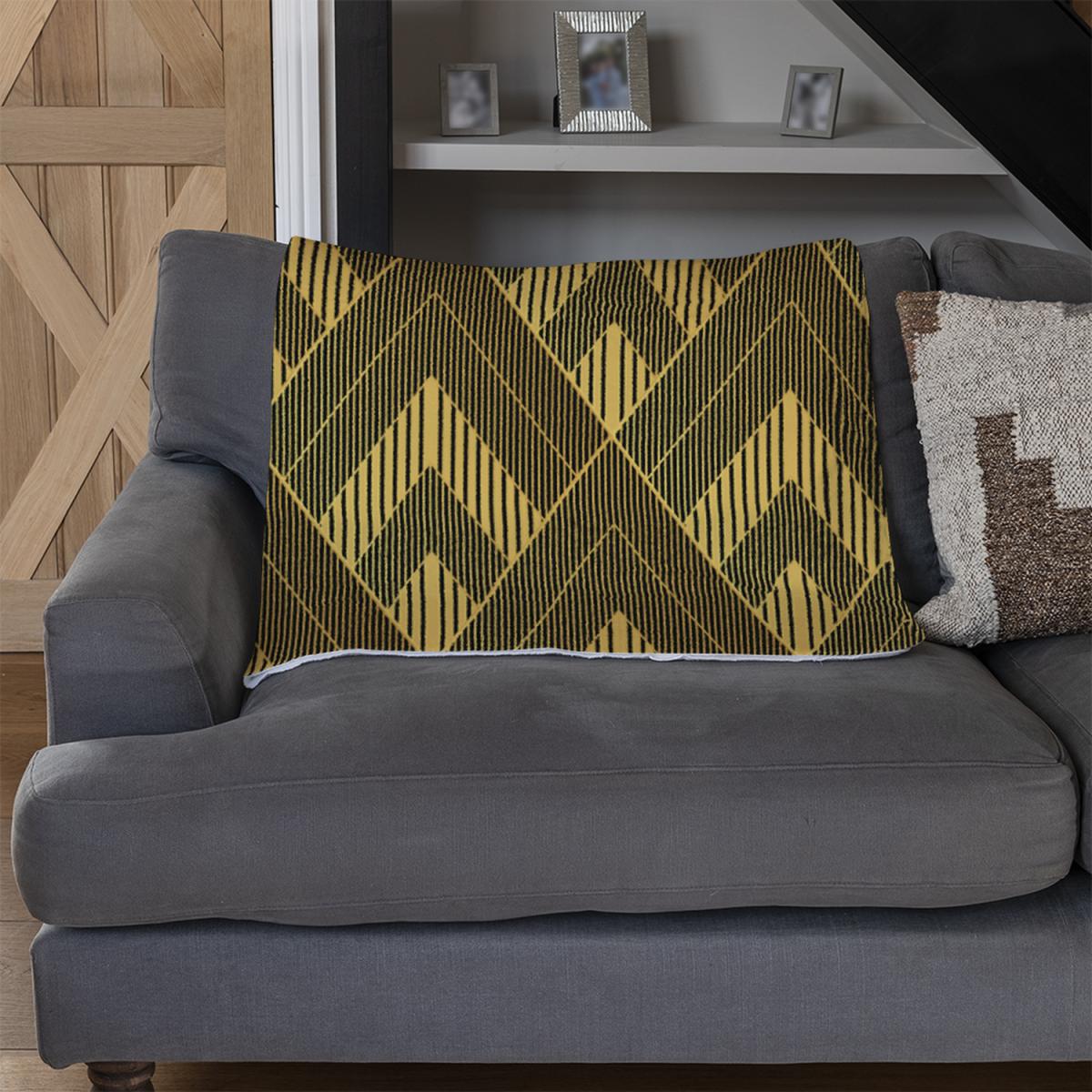 Black Gold Striped Triangles Blanket - Gold – image 3
