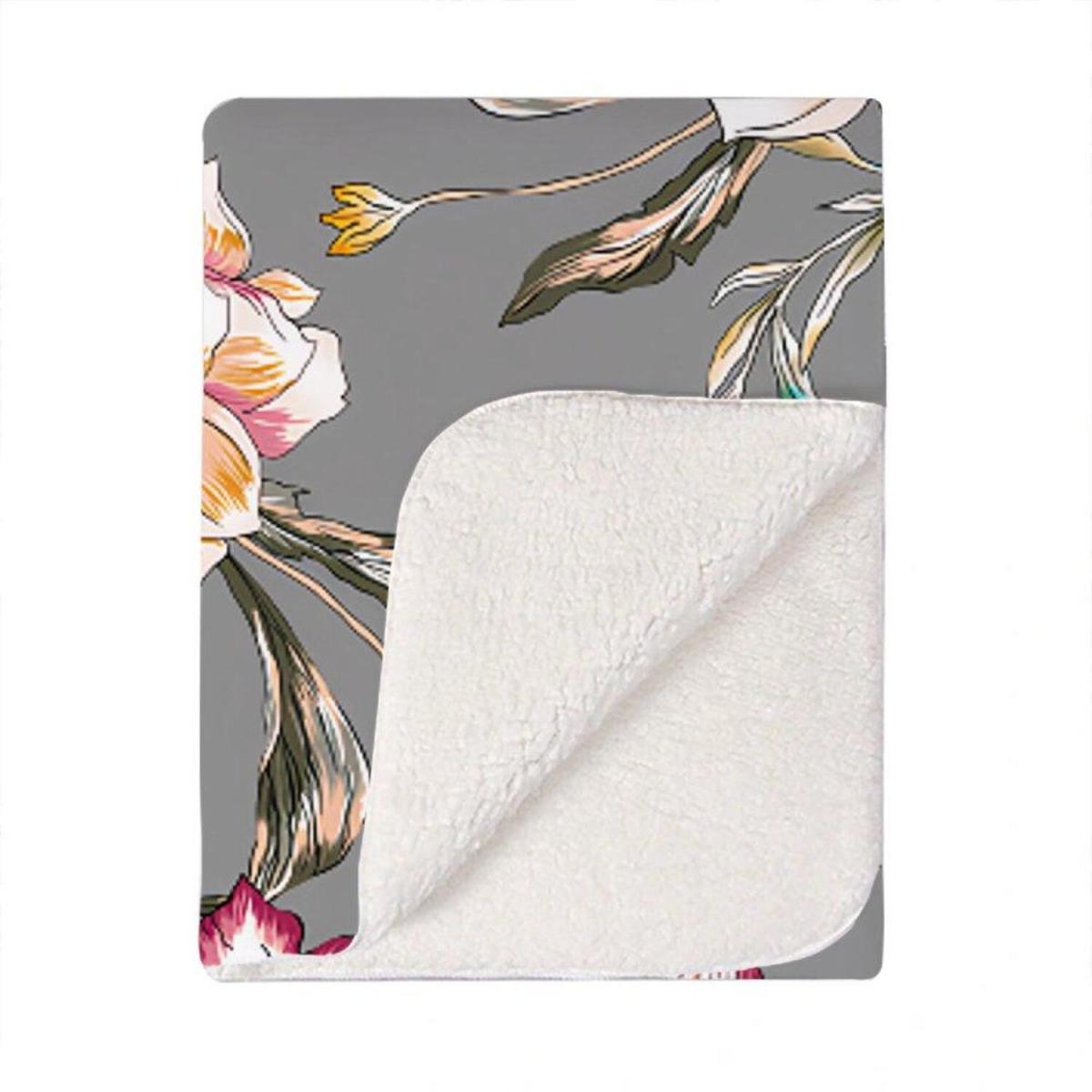 Peony, Lily, Tulip, Daisy Colorful Blanket - Grey – image 2