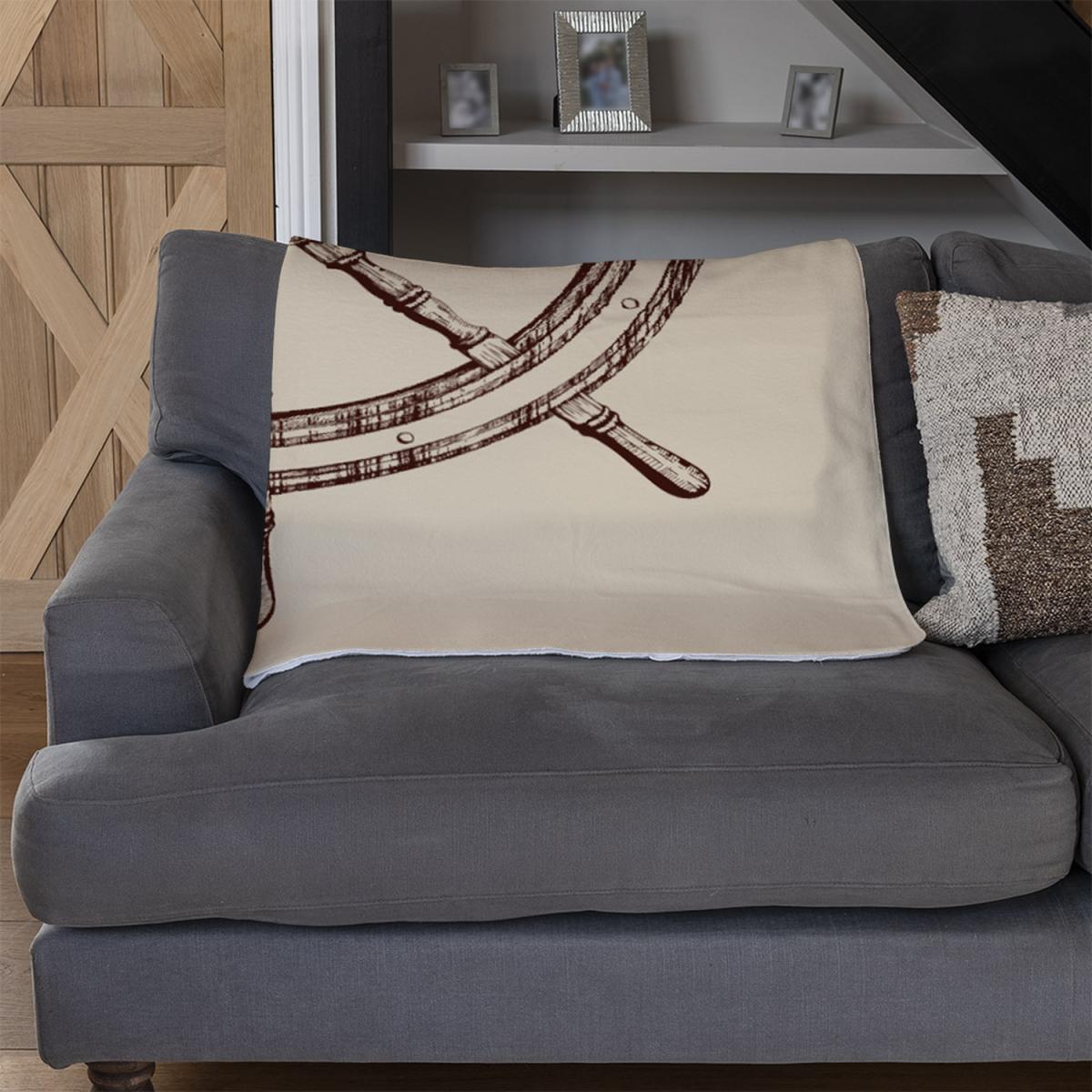 Ship Wheel Blanket - Brown – image 3