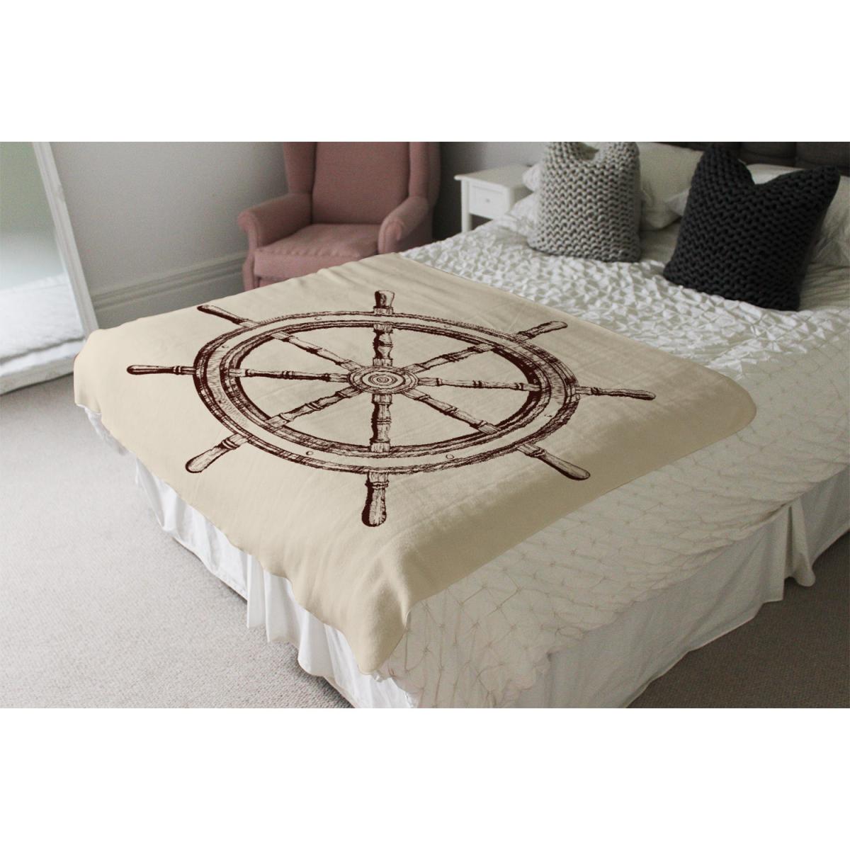 Ship Wheel Blanket - Brown – image 4