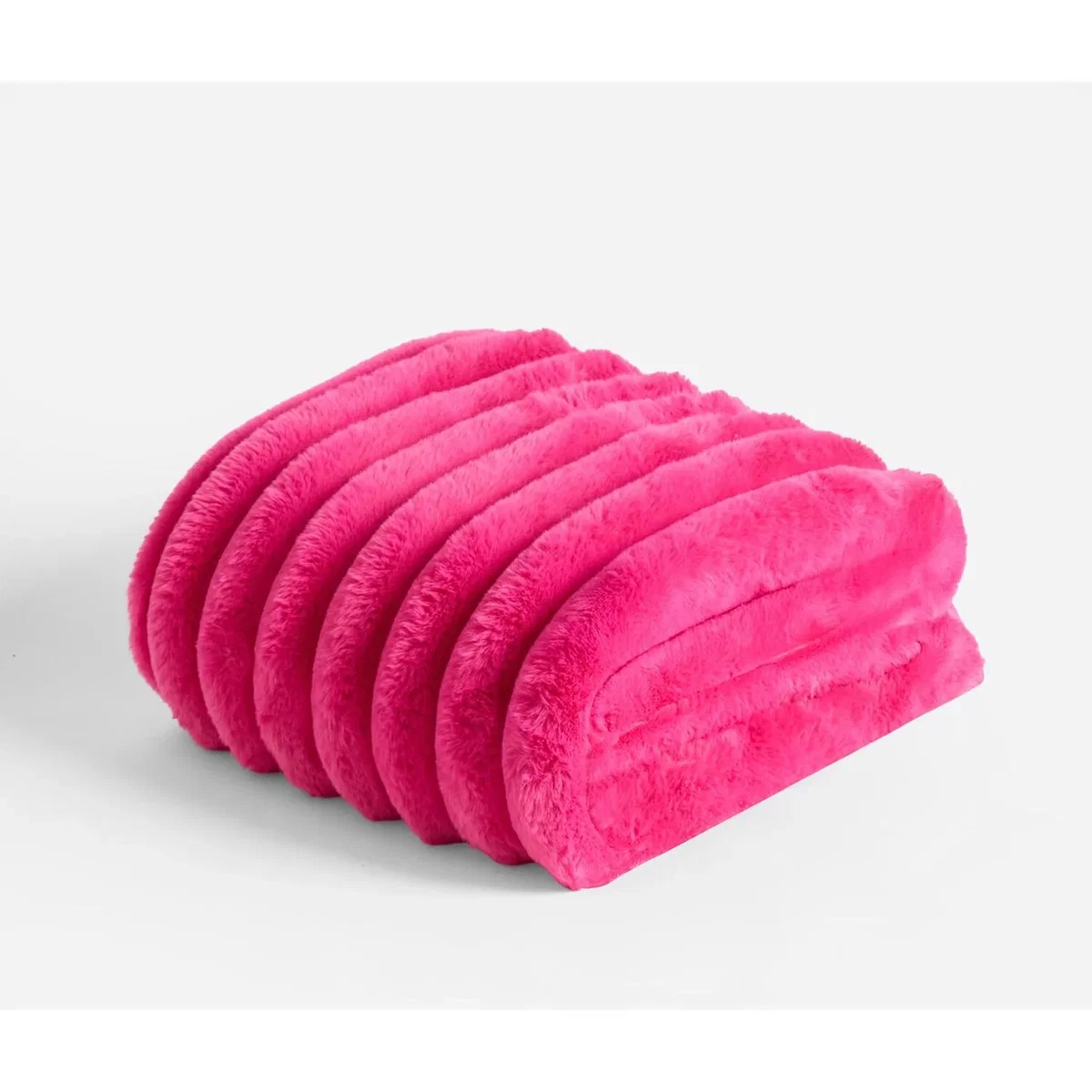 OHS Jumbo Faux Fur Ribbed Throw - Hot Pink – image 4