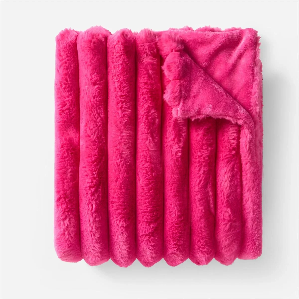 OHS Jumbo Faux Fur Ribbed Throw - Hot Pink – image 1