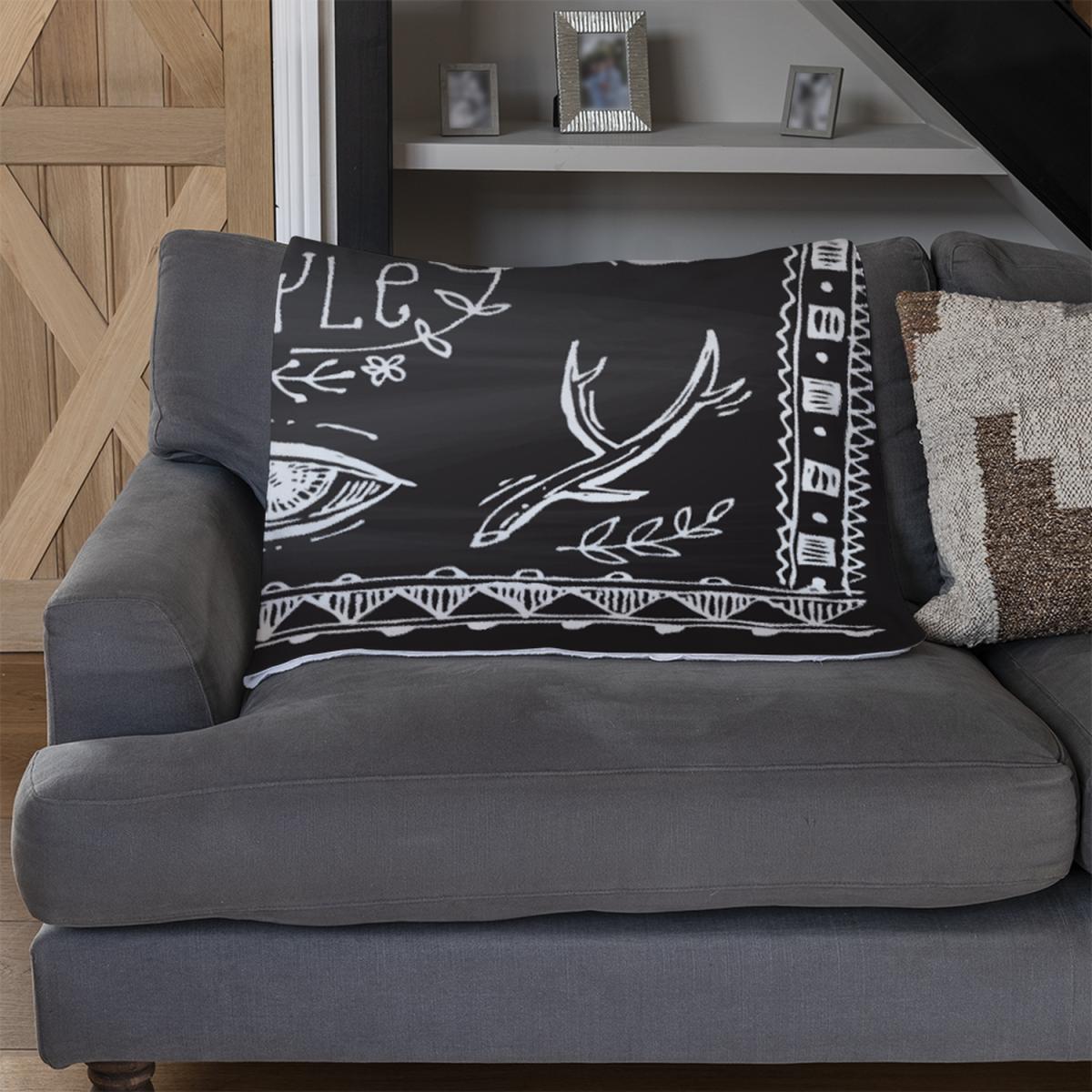 Boho Style Motivating Phrase Blanket - Black – image 3