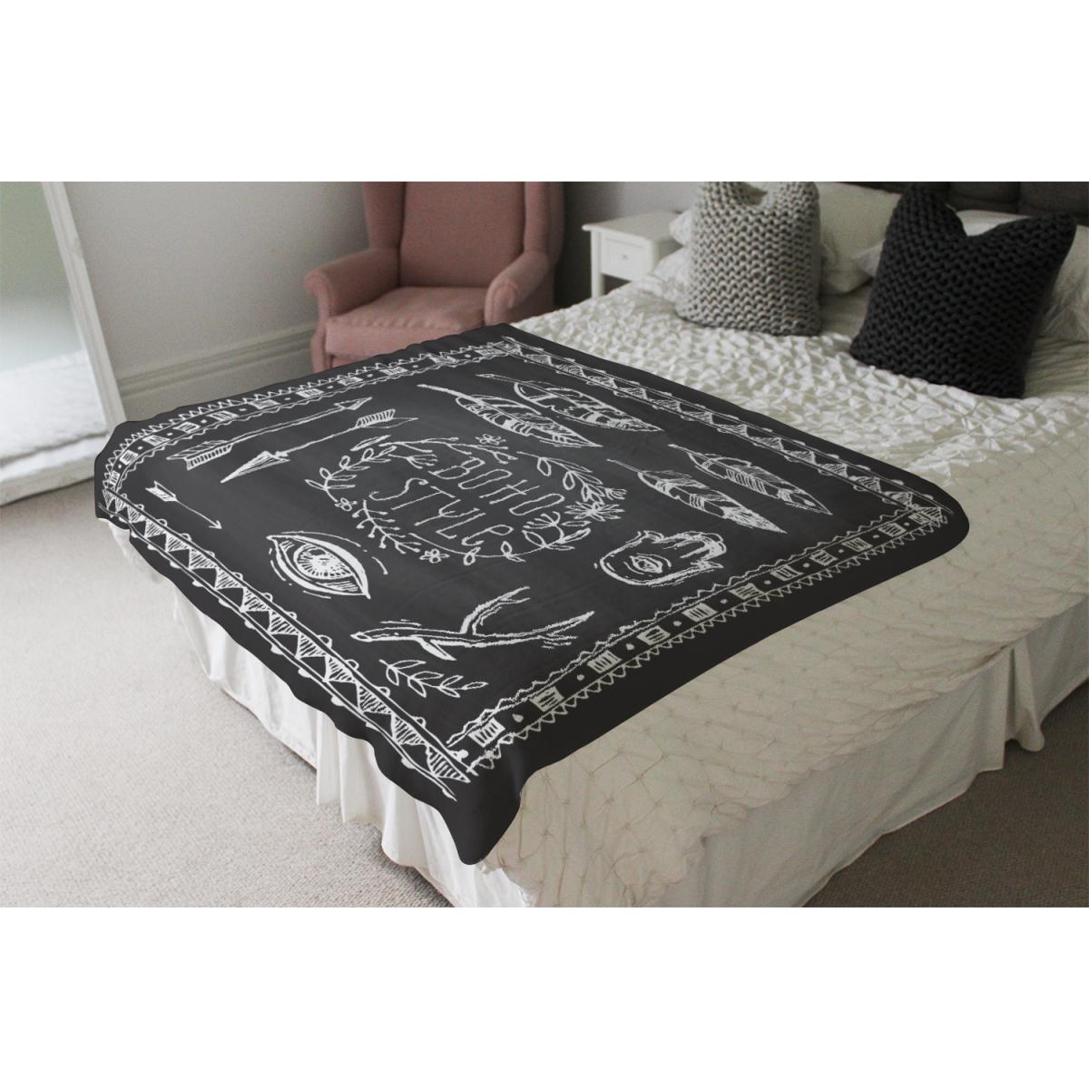 Boho Style Motivating Phrase Blanket - Black – image 4