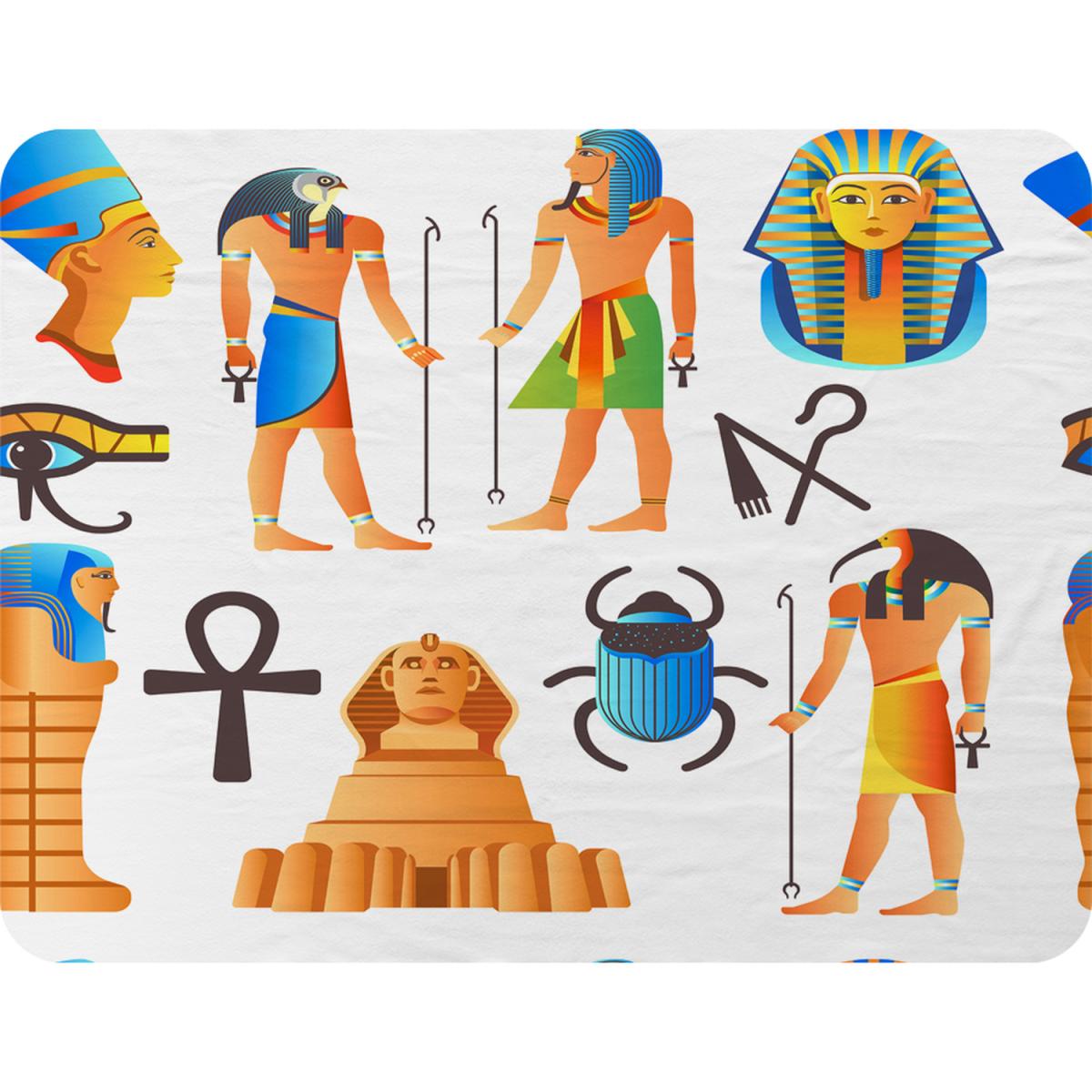 Egyptian Mythological Signs Blanket - Orange – image 2