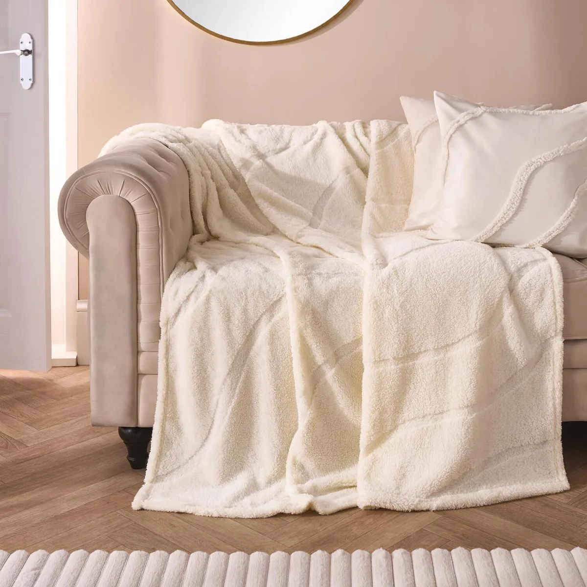 OHS Tufted Contour Teddy Throw - Ivory / 180cm – image 2