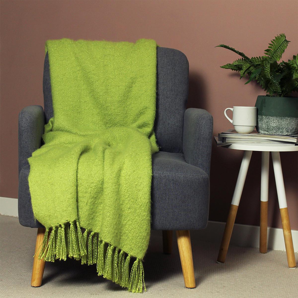 Plain Tasselled Woven Throw - Kingfisher – image 13