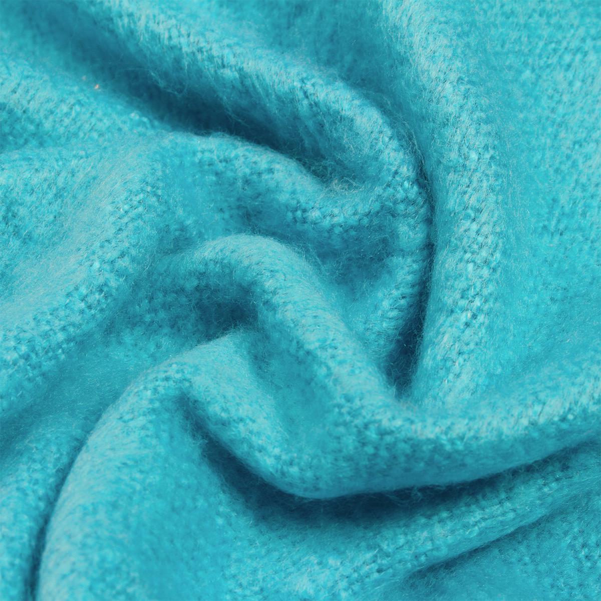 Plain Tasselled Woven Throw - Kingfisher – image 3