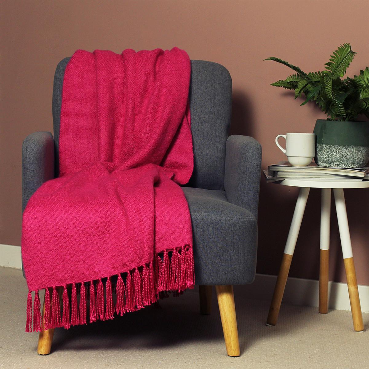 Plain Tasselled Woven Throw - Kingfisher – image 9