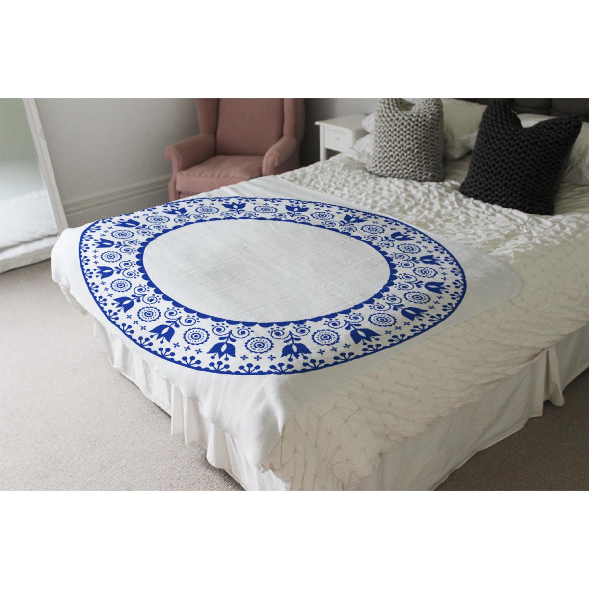 Folk Art Blanket - Blue – image 3