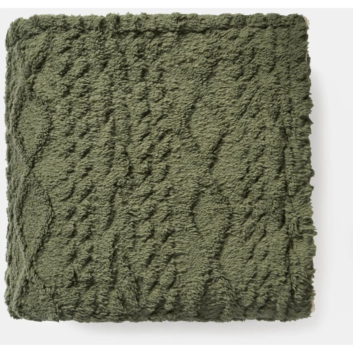OHS Cable Knit Sherpa Throw - Woodland Green – image 4