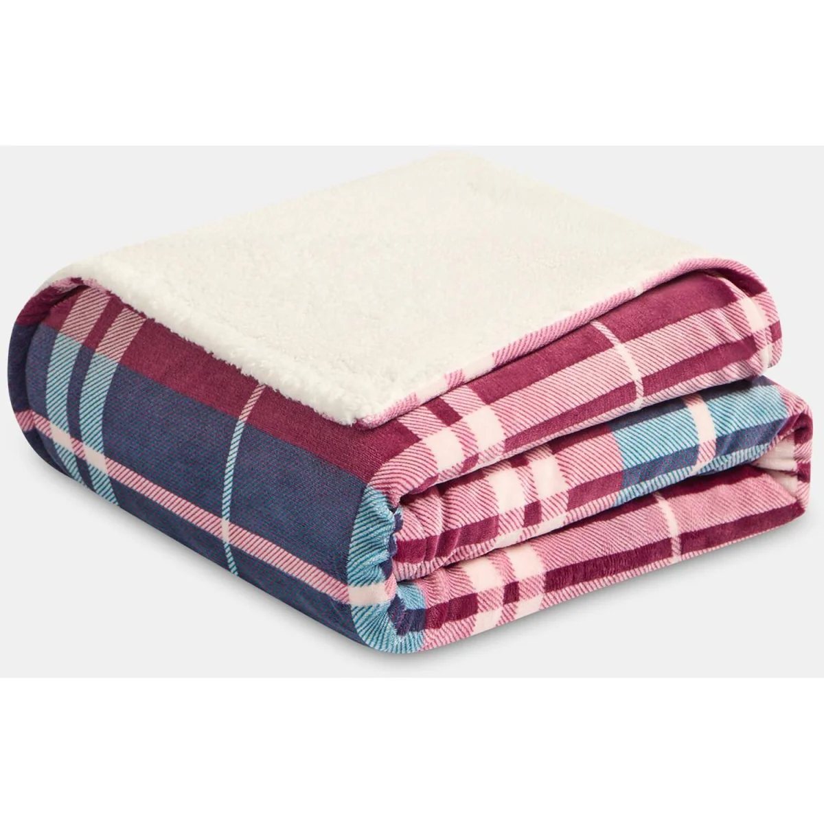 OHS Winsford Flannel Check Fleece Throw - Burgundy – image 3