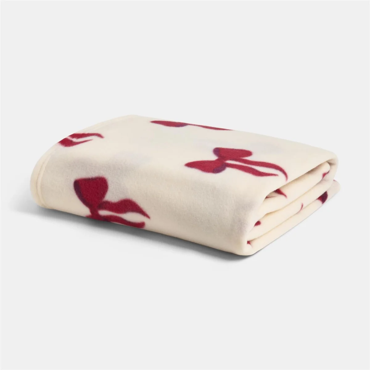 OHS Bow Print Fleece Throw - Cream/Red – image 4