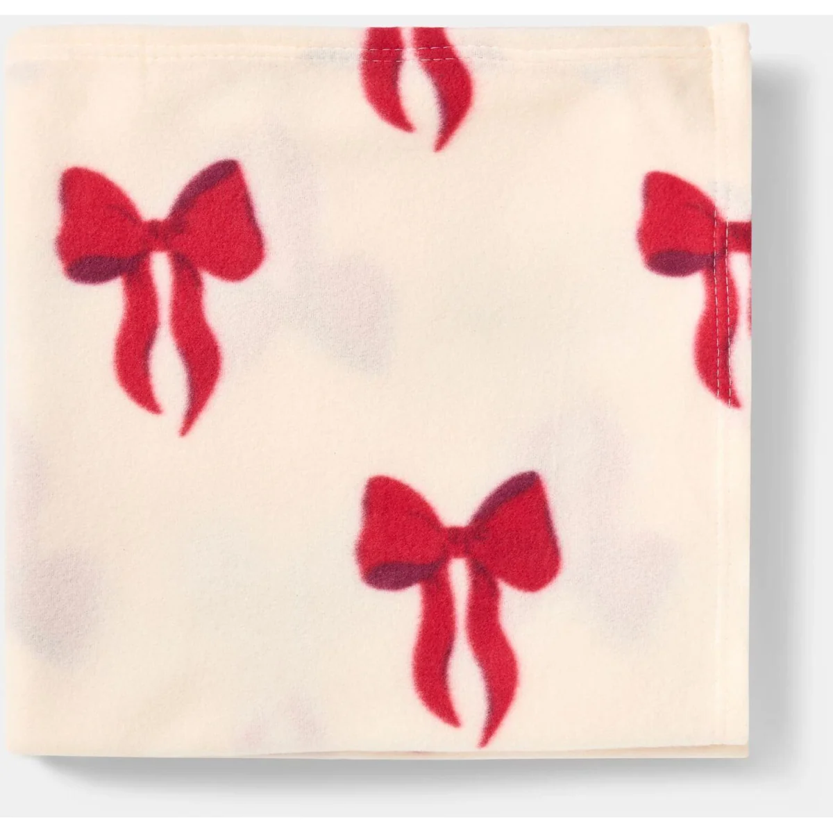 OHS Bow Print Fleece Throw - Cream/Red – image 6