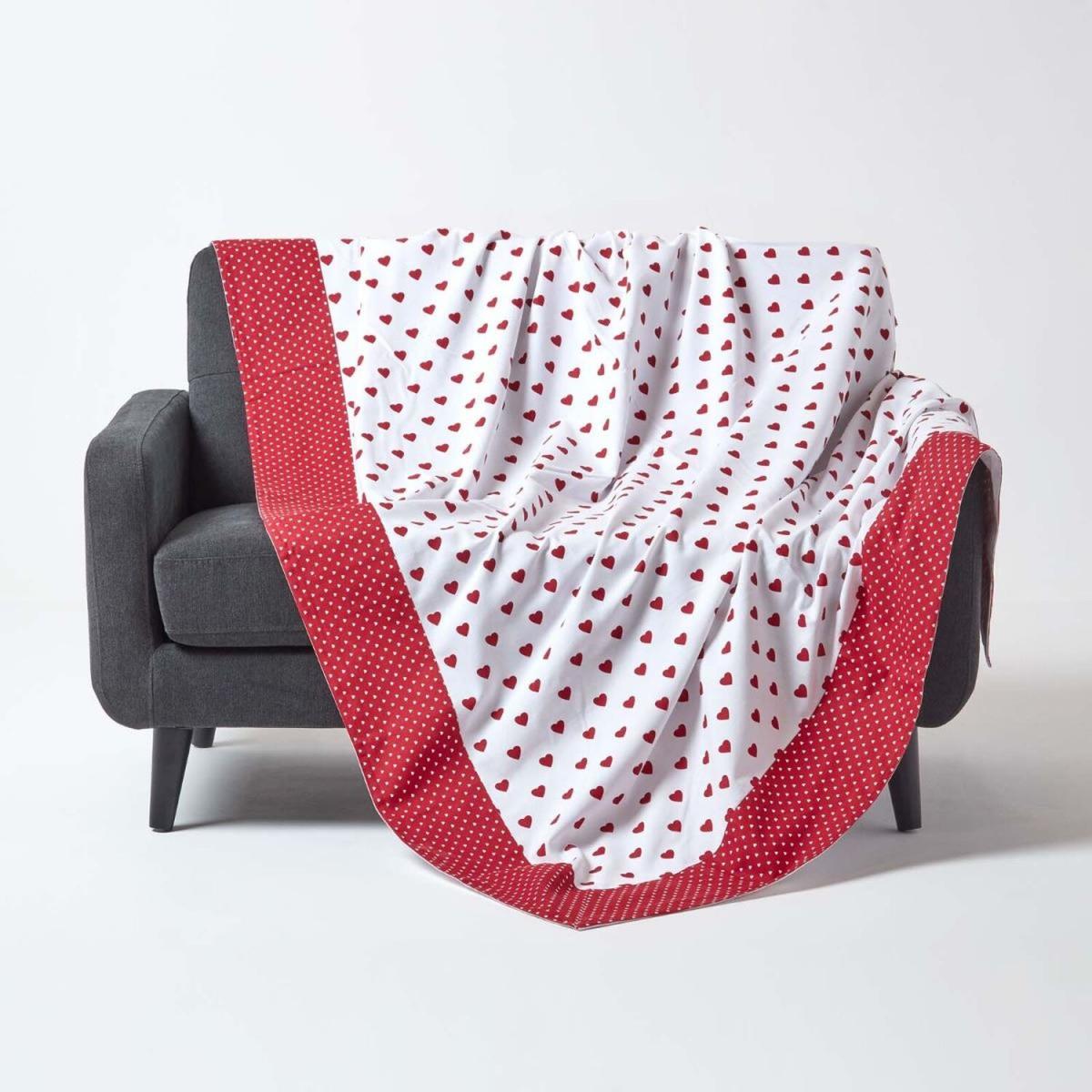 Cotton Heart Decorative Throw Blanket - Red