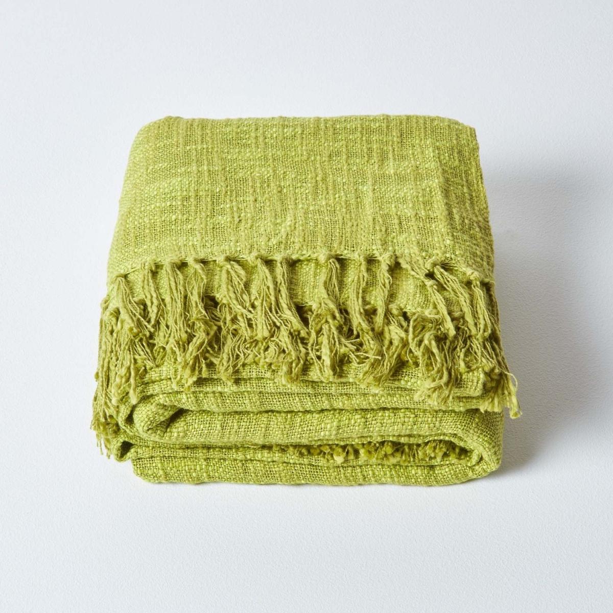 Nirvana Slub Cotton Lime Green Throw - Lime – image 3