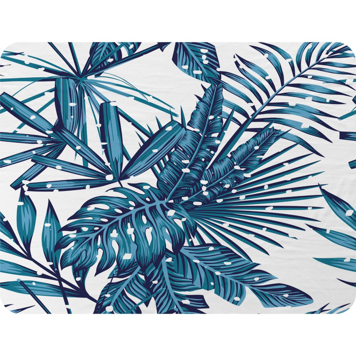 Snow Tropical Leaves Blanket - Blue – image 2