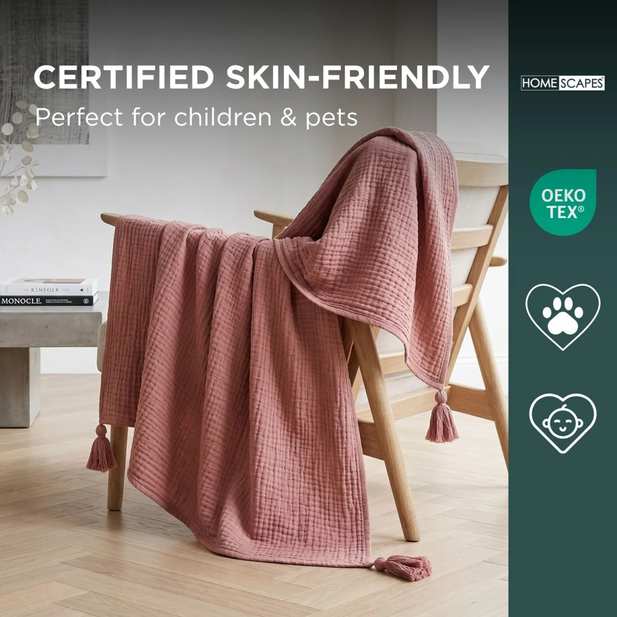 Pure Handmade Cotton Muslin Bed Throw Blanket - Rose – image 5