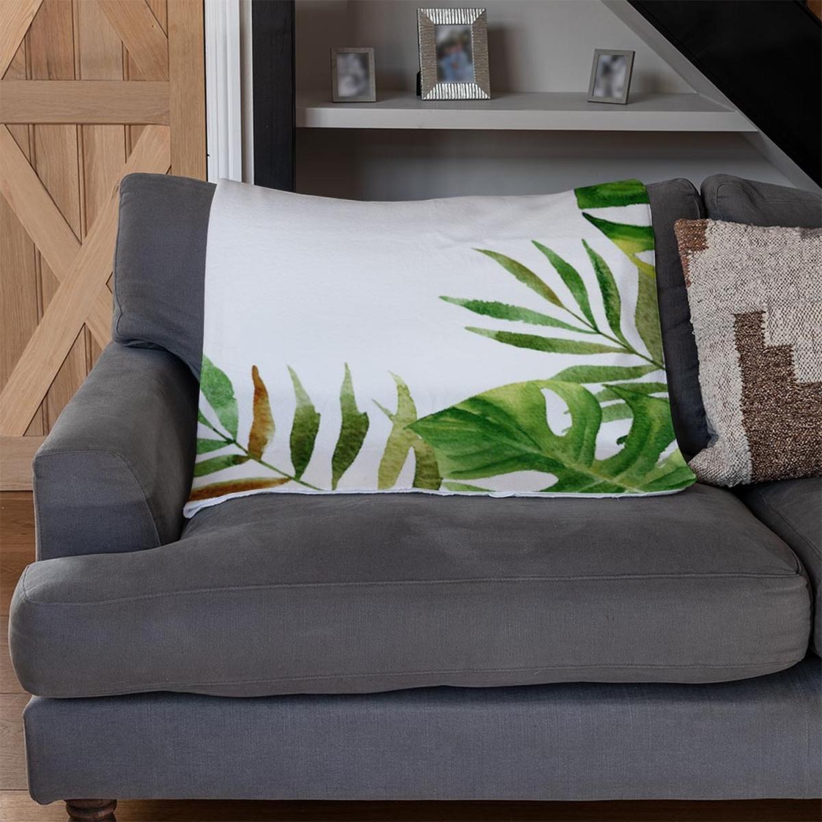 Border Of Botanical Leaves Blanket - Green – image 3