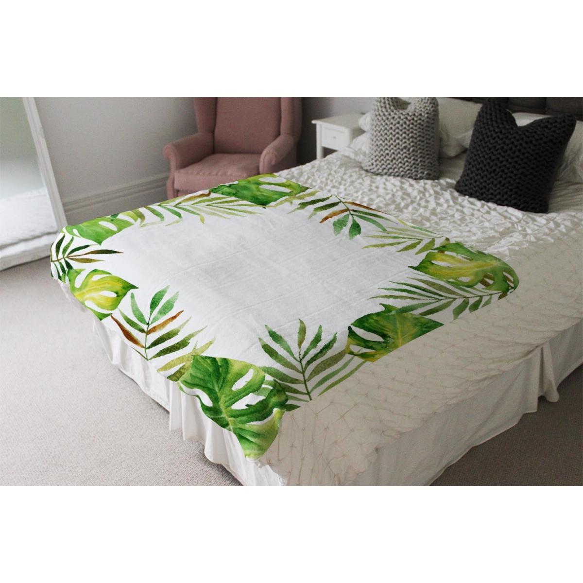 Border Of Botanical Leaves Blanket - Green – image 4