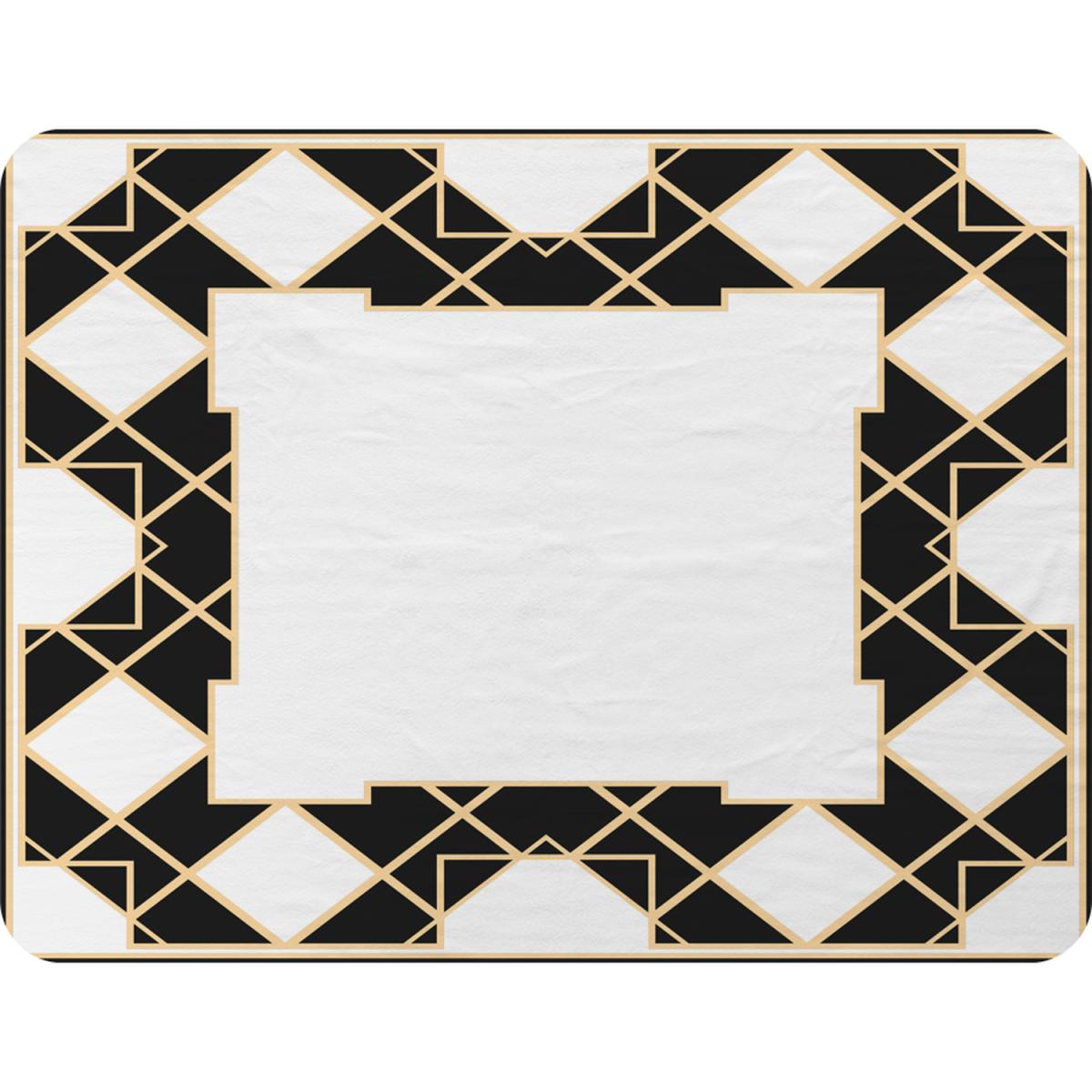 Art Deco Diamond Border Blanket - Black – image 2