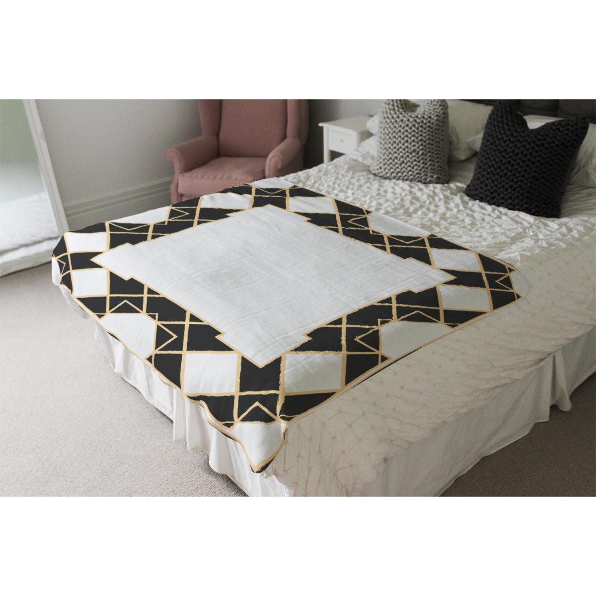 Art Deco Diamond Border Blanket - Black – image 4