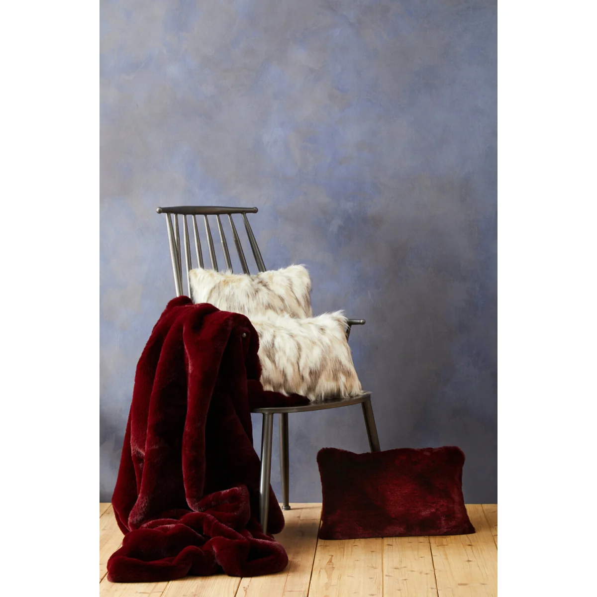 Bosie Lamina Red Wine Faux Fur Throw - Red – image 2