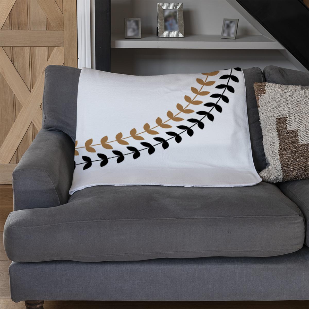 Greek Olive Tree Leaves Blanket - Black – image 3