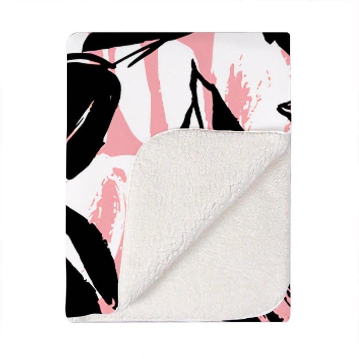 Nature Spring Flower In Pink And Black Color Blanket - Pink – image 2