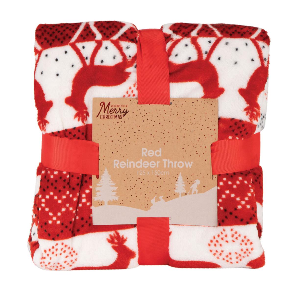 Red Reindeer Printed Throw - Red – image 2