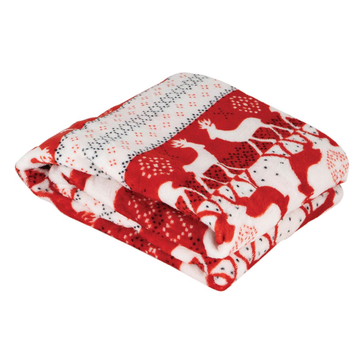 Red Reindeer Printed Throw - Red – image 3