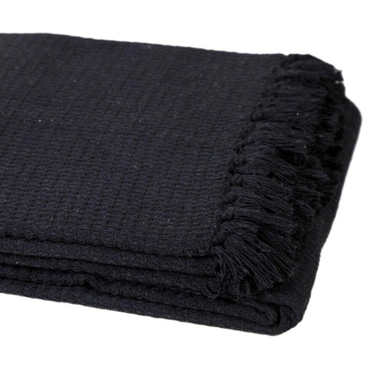 Pure Cotton Honeycomb Chair Sofa Bed Throws - Mustard – image 2