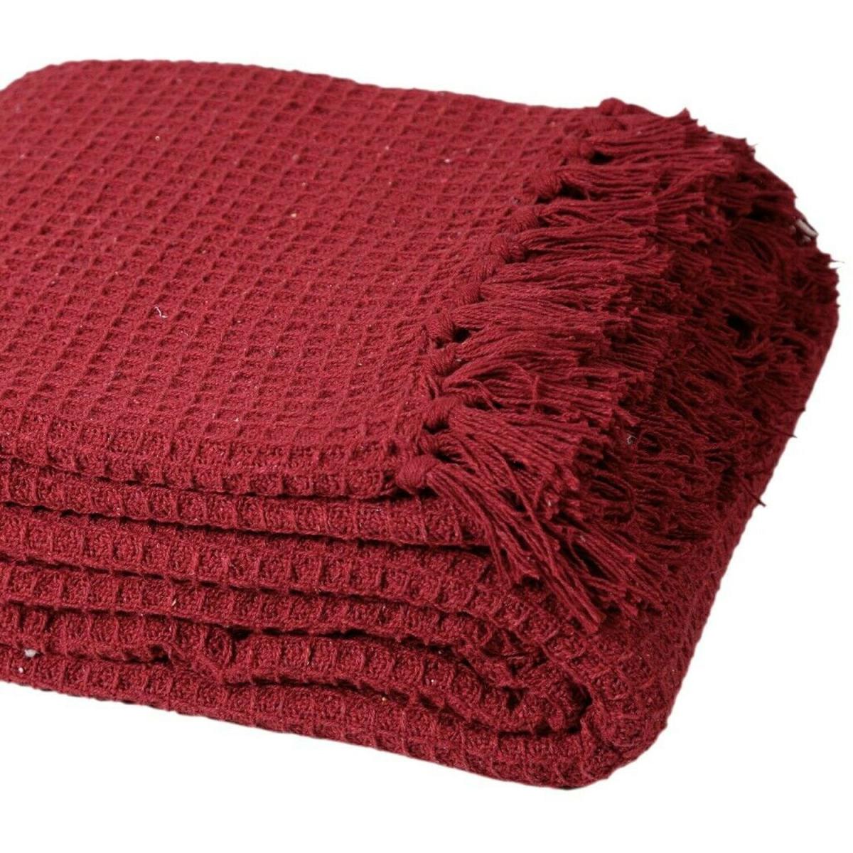 Pure Cotton Honeycomb Chair Sofa Bed Throws - Mustard – image 5