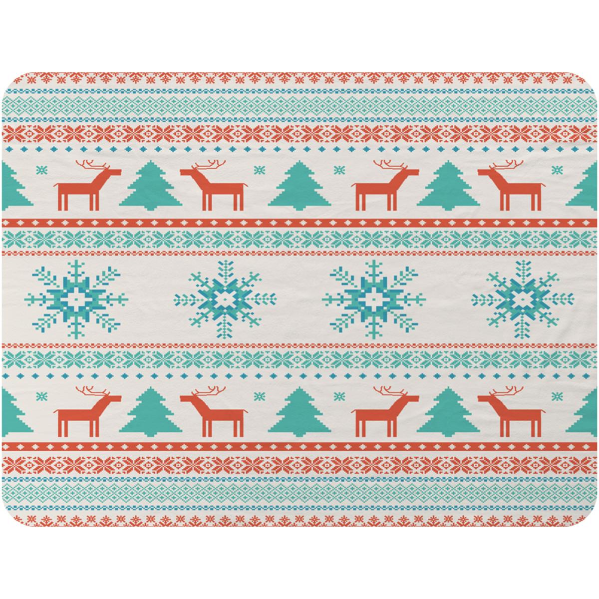 Christmas Traditional Knitted Soft Blanket - Blue – image 2