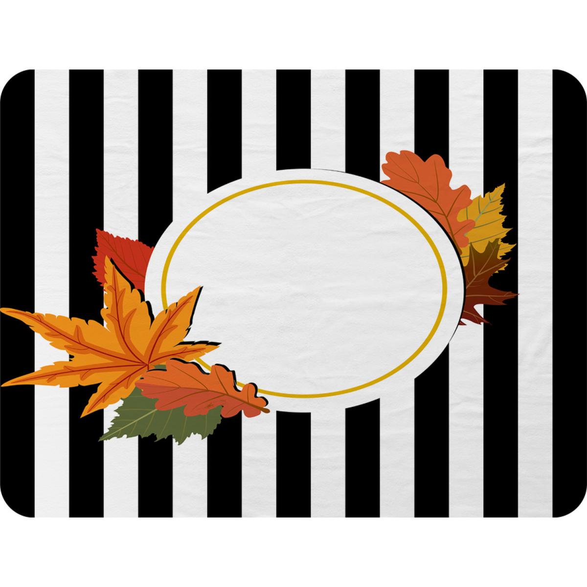 Black Stripes Autumn Leaves Blanket - Orange – image 2