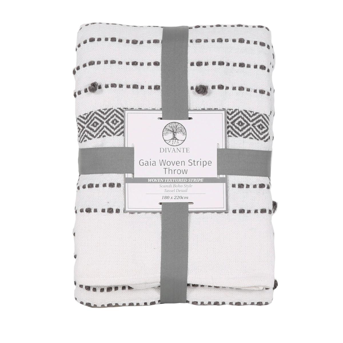 Gaia Woven Stripe Throw - Grey – image 2