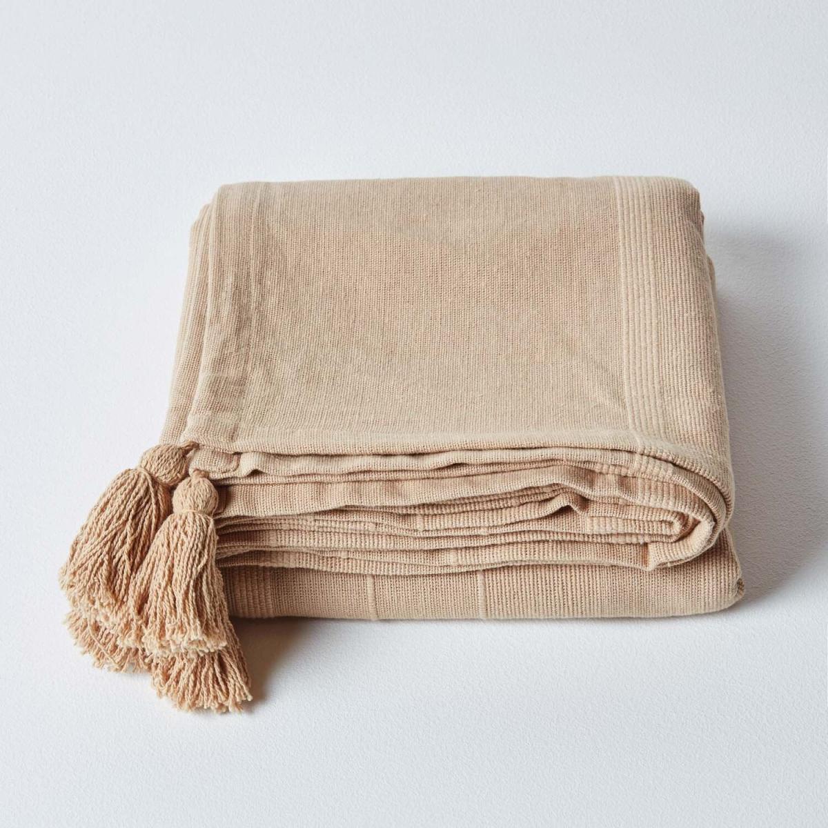 Homescapes Cotton Rajput Ribbed Throw - Blue / 0.87kg / 200cm – image 2