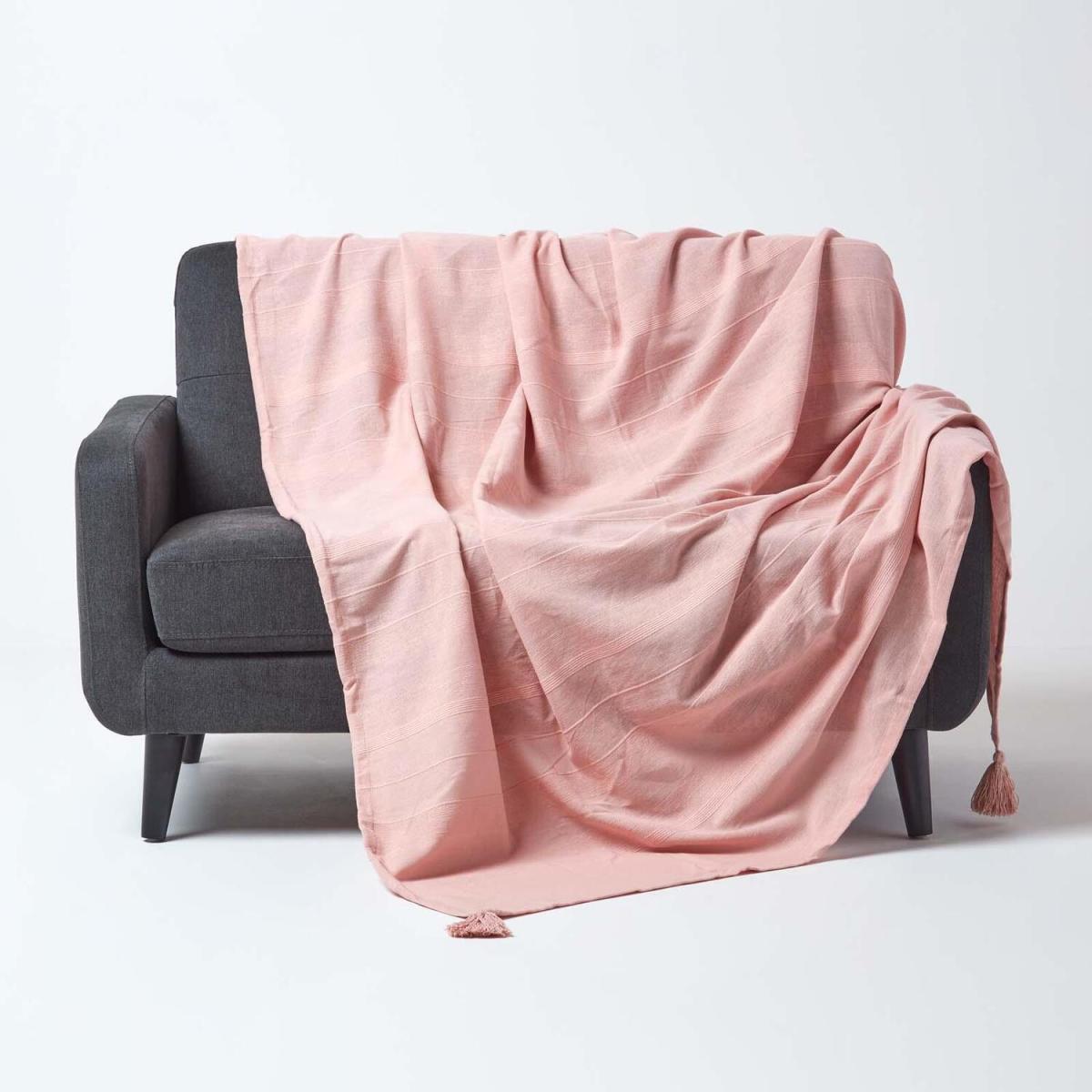 Homescapes Cotton Rajput Ribbed Throw - Blue / 0.87kg / 200cm – image 27