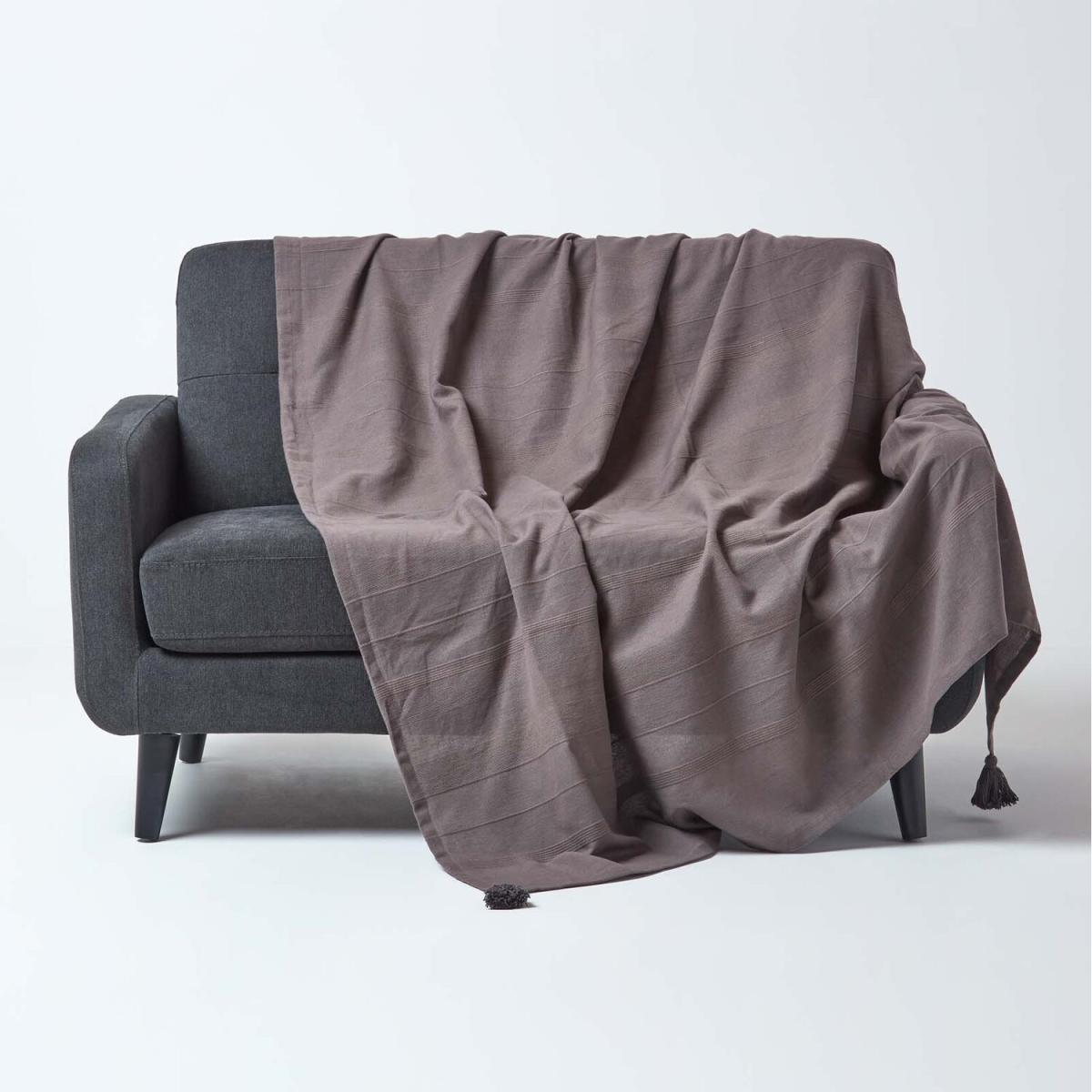 Homescapes Cotton Rajput Ribbed Throw - Blue / 0.87kg / 200cm – image 28