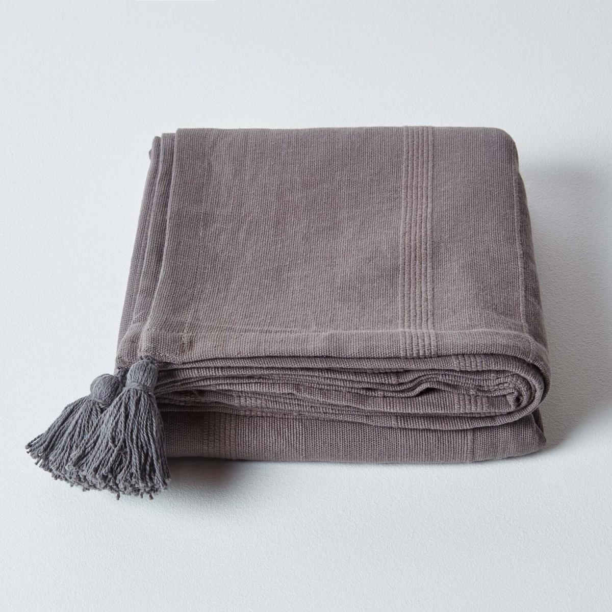 Homescapes Cotton Rajput Ribbed Throw - Blue / 0.87kg / 200cm – image 29