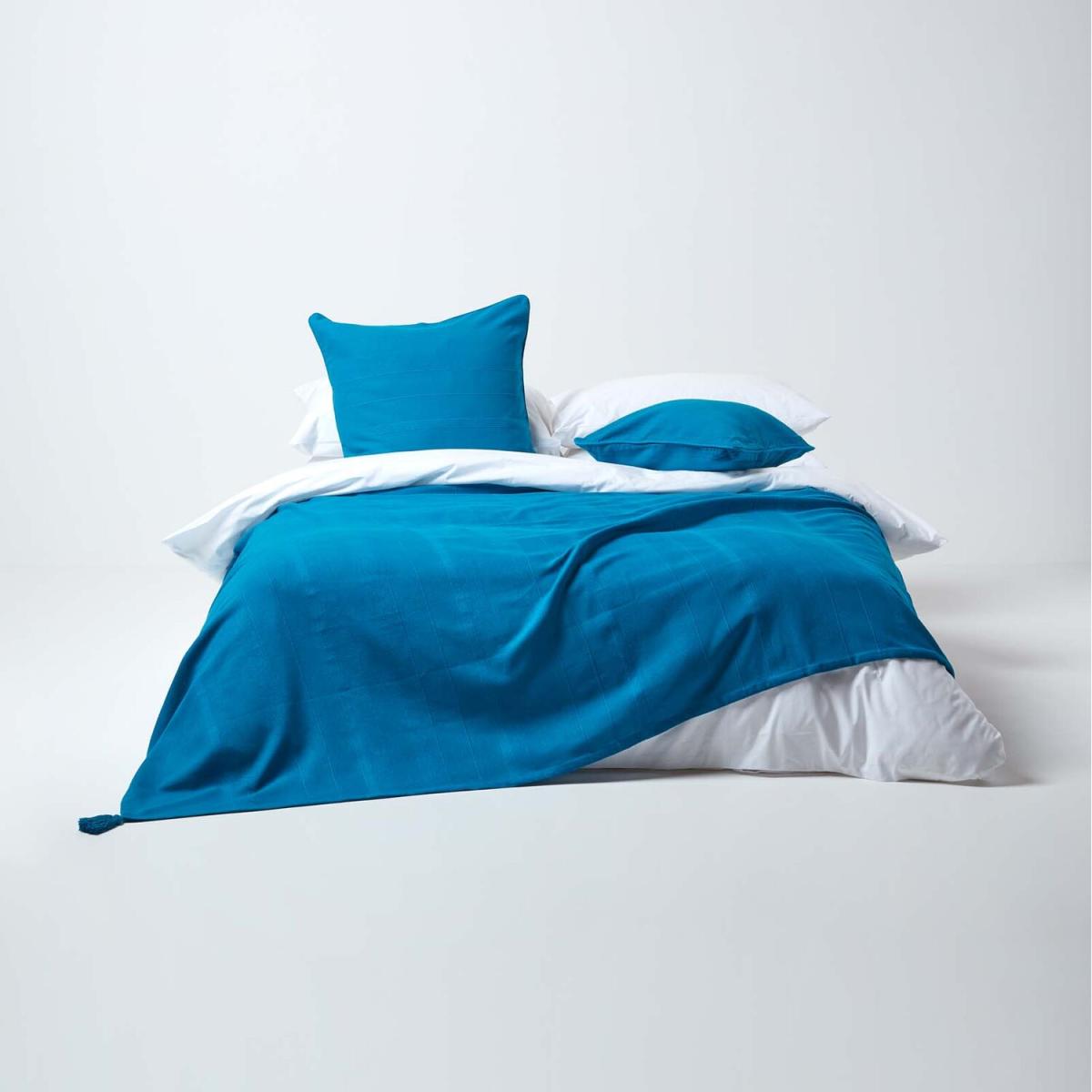 Homescapes Cotton Rajput Ribbed Throw - Blue / 0.87kg / 200cm – image 35