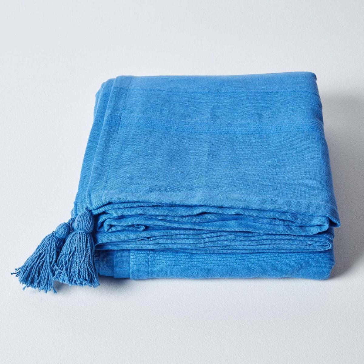 Homescapes Cotton Rajput Ribbed Throw - Blue / 0.87kg / 200cm – image 40